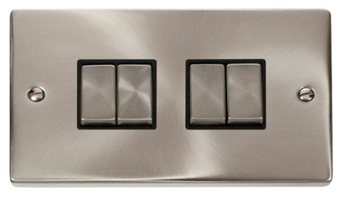 4 Gang 2 Way 'Ingot' 10AX Switch - Black