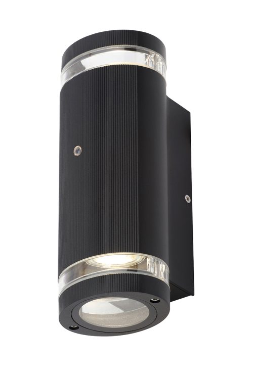 Helix 2 Light Up & Down Ribbed w Photocell GU10 Black