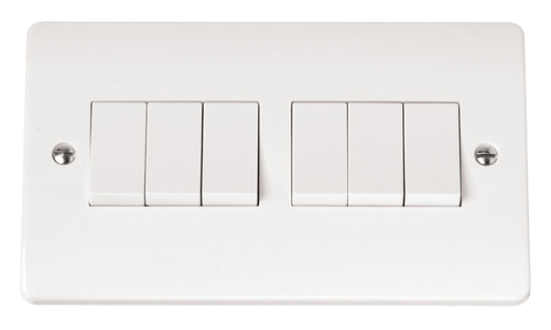 CMA105 10AX 6 Gang 2 Way Plate Switch